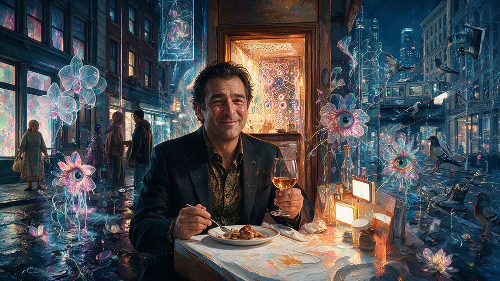 Osman Yildiz, a critic eating alone and taking no notes at all