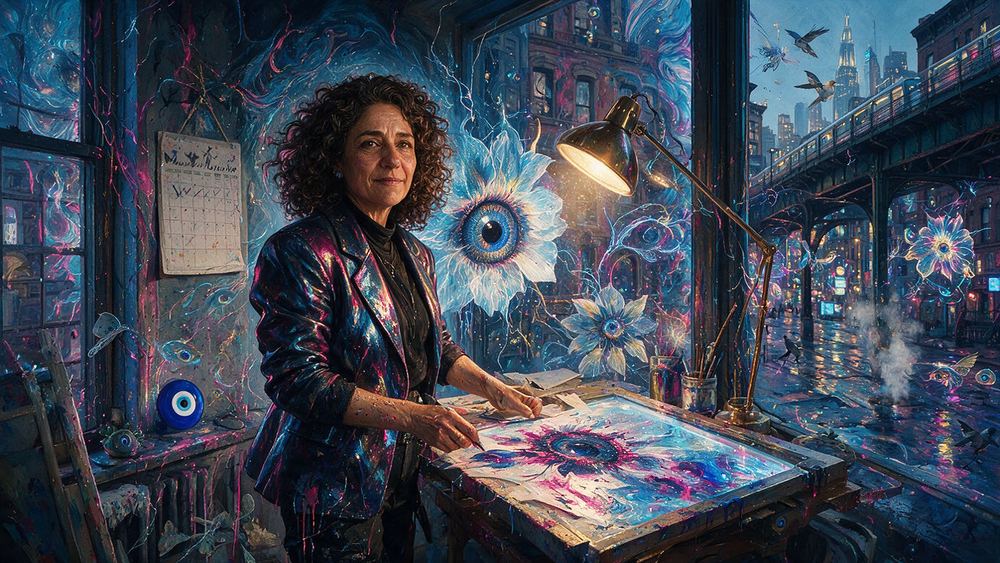 Maryam Farhat, a muralist in Sunset Park who mints the wall
