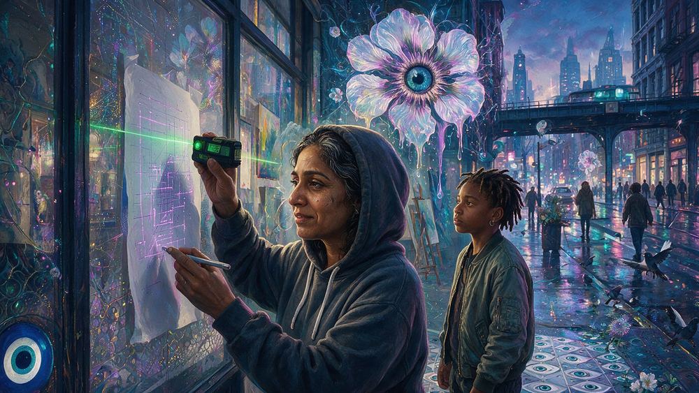 Shabana Pillai, a woman who hangs the paper with a laser level