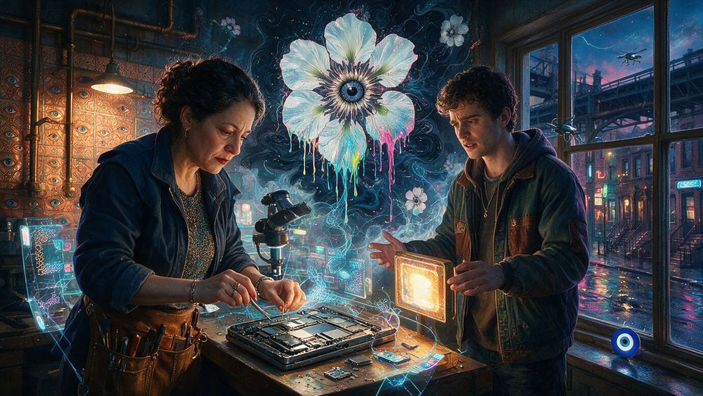Nechama Landau, a phone repair specialist under a microscope