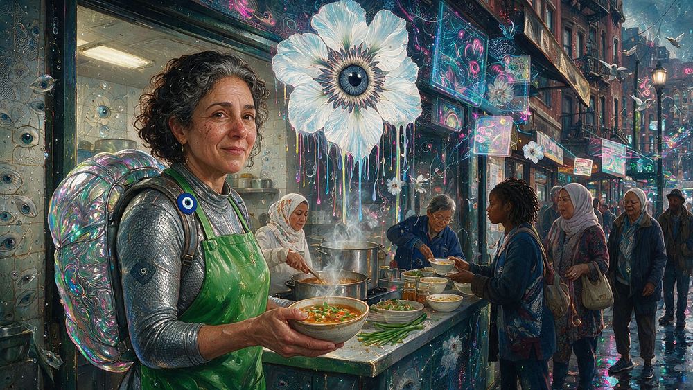 Tova Shulman, a soup kitchen cook feeding three hundred on a Tuesday