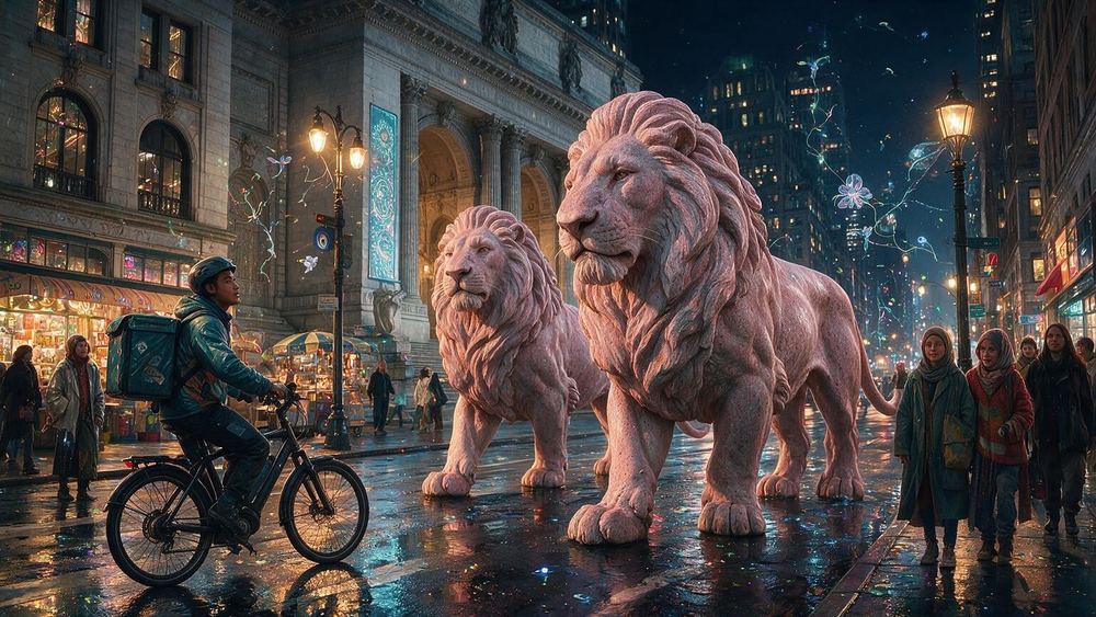 The Library Lions Take the Night Shift