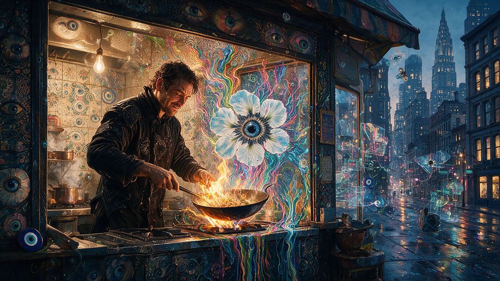 Tomasz Stanescu, a wok cook with the flame climbing the wall