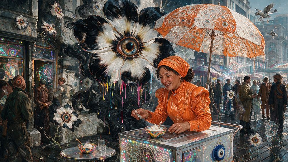 Nora Stavrakis, a woman selling coco helado from a pushcart