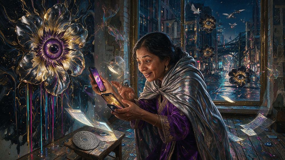 Lakshmi Bhattacharya, an artist watching her sale sell out to her own holders before it goes public