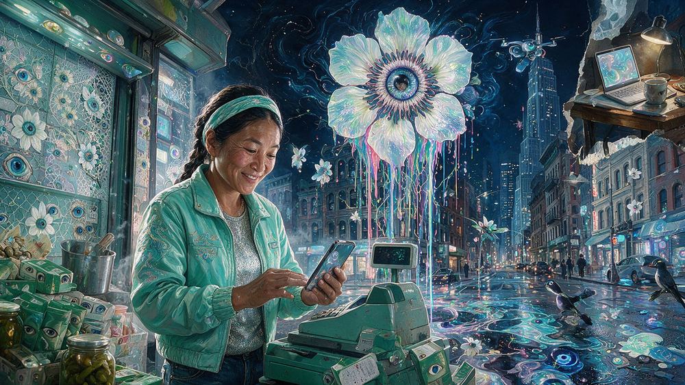 Dolma Sherpa, a bodega clerk who mints from a phone propped on the register