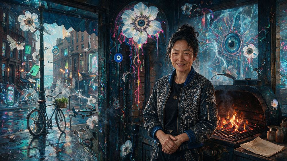 Sora Lim, a woman who runs a coal oven two blocks from the ocean