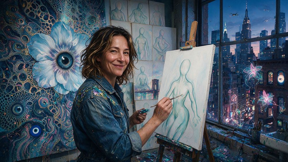 Kathleen Nightingale, a woman who paints figures with soft limbs and no faces