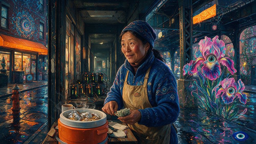 Yangzom Lama, a woman who sells tamales on a platform and watches for the badge