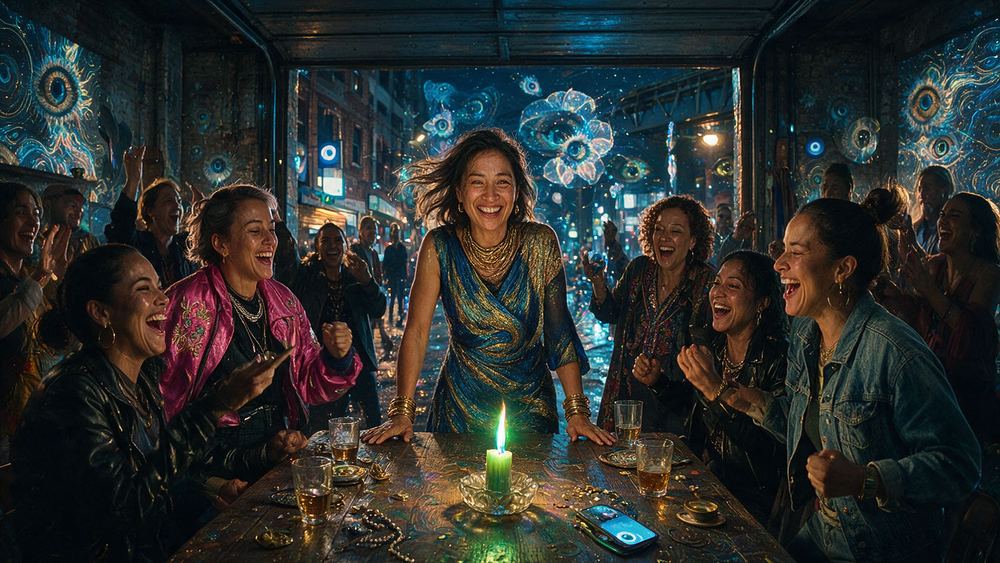 Pema Macaraeg, a woman whose whole group chat is on the same table for once