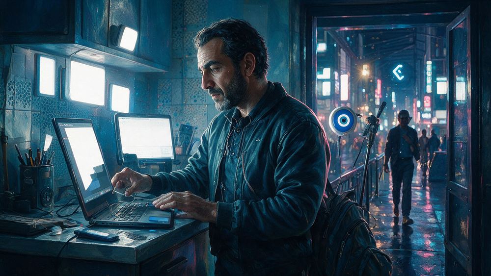 Farid Haddad, a man who edits an hour down to five minutes on a laptop at a kitchen counter
