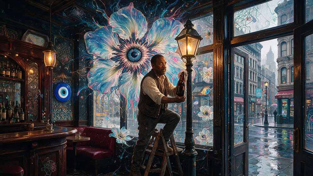 Andre Wilkes, a man who cleans the gaslight fixtures by hand