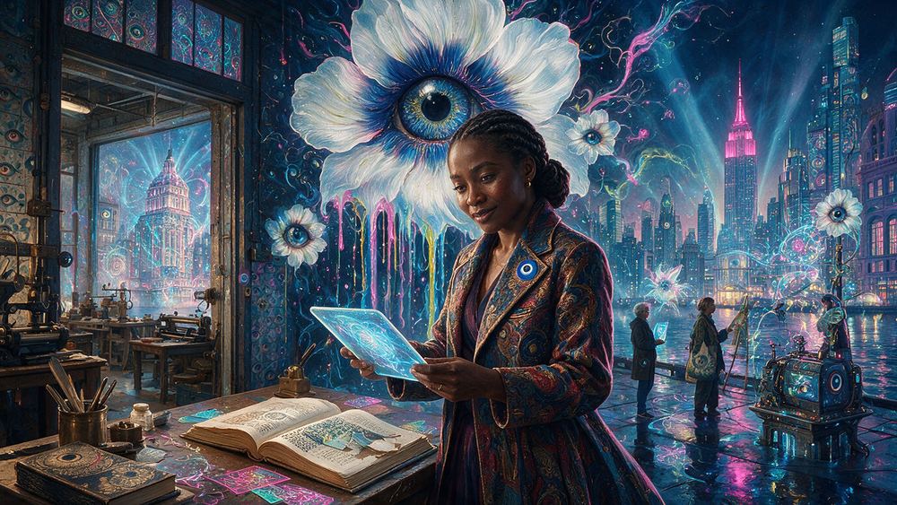 Folasade Eze, a woman who binds a catalogue by hand in a Long Island City bindery