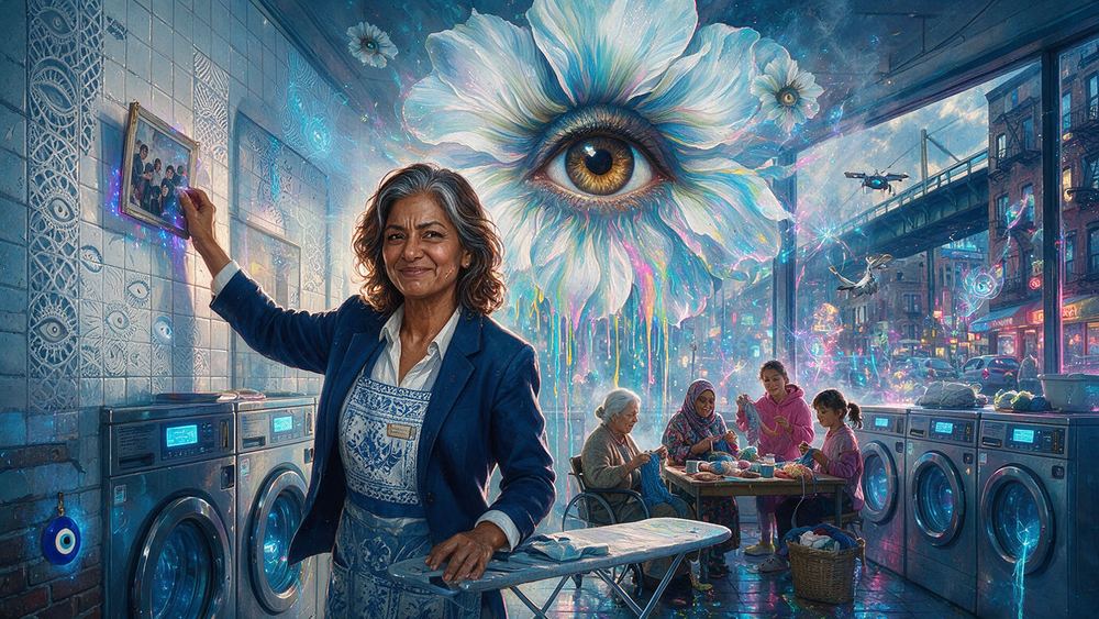 Cristeta Rai, a woman who runs a knitting circle in a community room