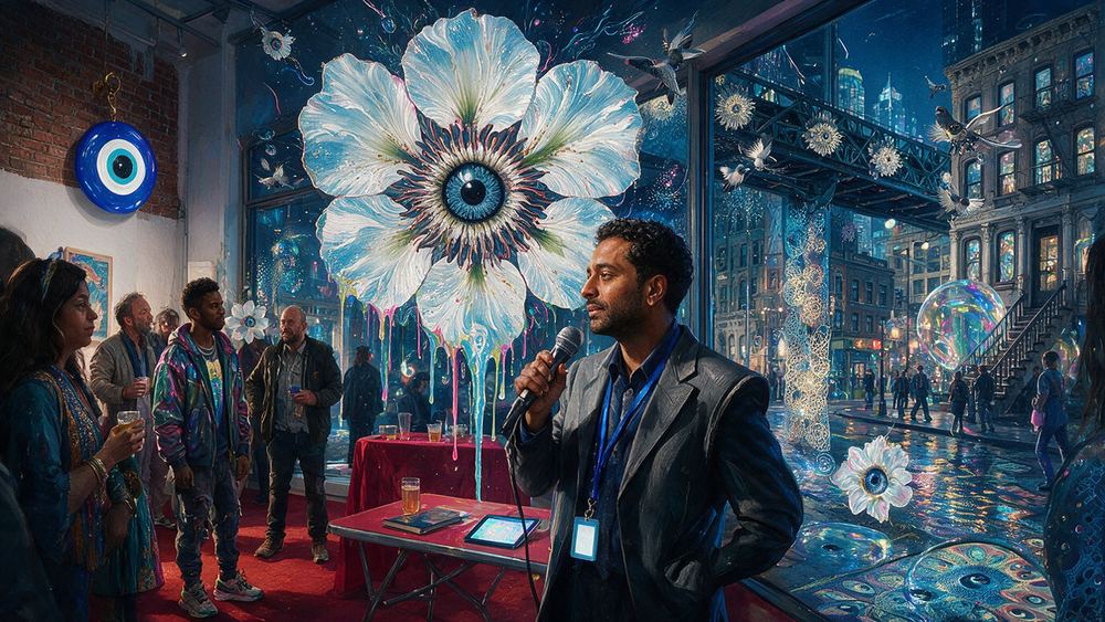 Reza Osmani, a man who films portraits of artists in the doorway of their studios