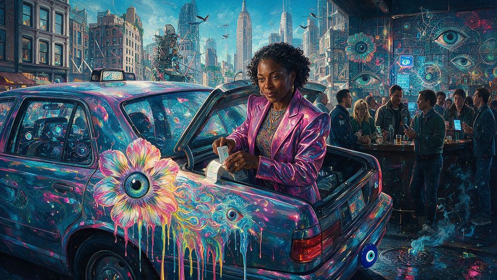 Latasha Bridges, a woman who trades from the back of a livery cab across the bridge