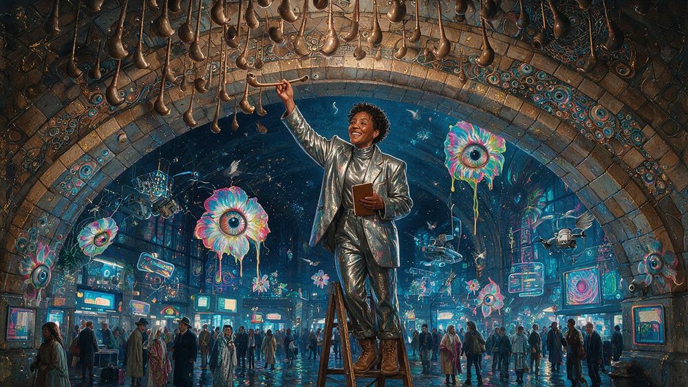 Toya Danridge, a woman who numbers the clay pipes on a smoke darkened ceiling